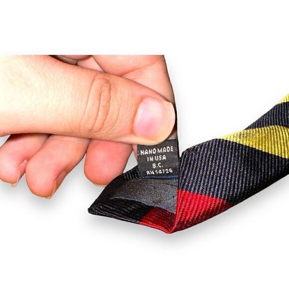 Keys & Lockwood Rep Stripe Navy & Red Made in USA Neck Tie - Picture 6 of 7